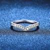 NeeTim Moissanite Ring 925 Sterling Silver with White Gold Plated Full Diamond Band Engagement Wedding Bridal Rings for Women