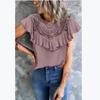 Spring Summer Lace Women's Vest Ruffled Round Collar Loose Top Women