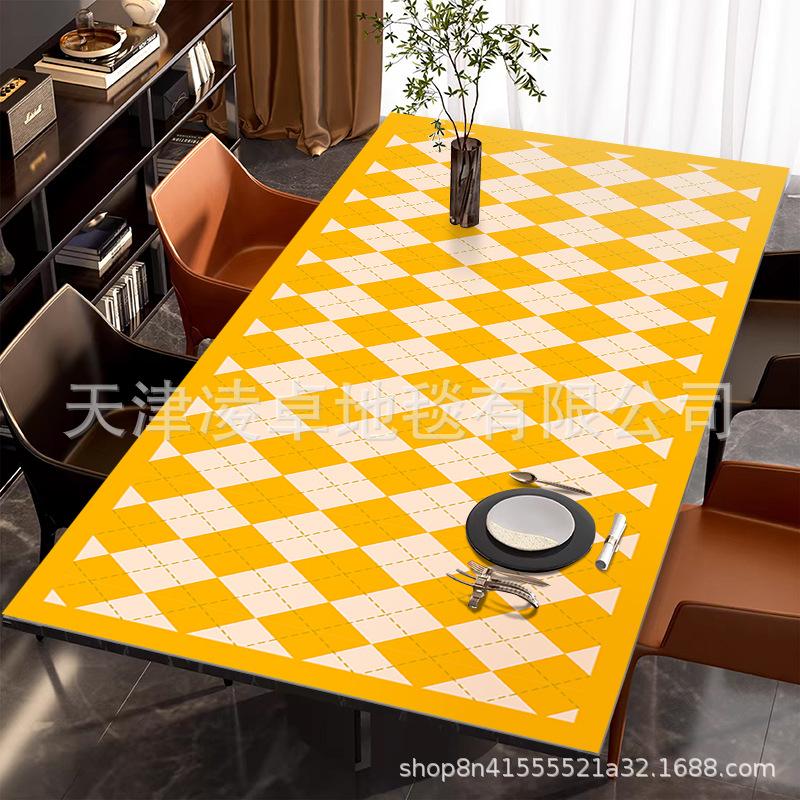 

Chessboard Leather Dining Table Mat Retro Tablecloth Waterproof And Oil-Proof Leave-In Light Luxury Premium Desktop Coffee Table Protective Mat 40*80cm (leather)