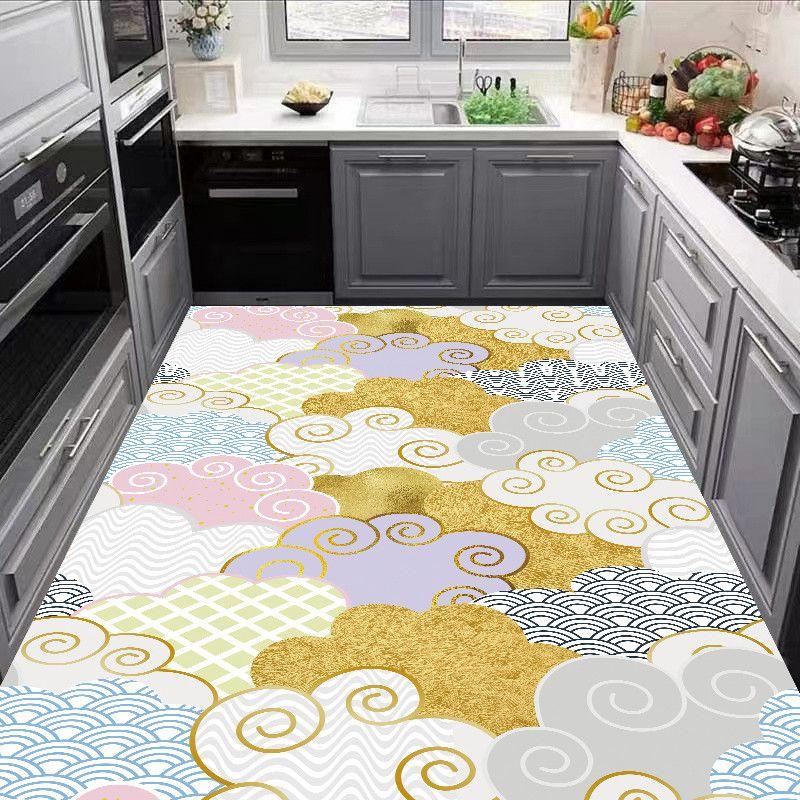 Carpet for Kitchen Pvc Floor Mat Large Size Waterproof Non-slip Carpets Leather Anti-oil Foot Mats Retro Home Decoration Rug