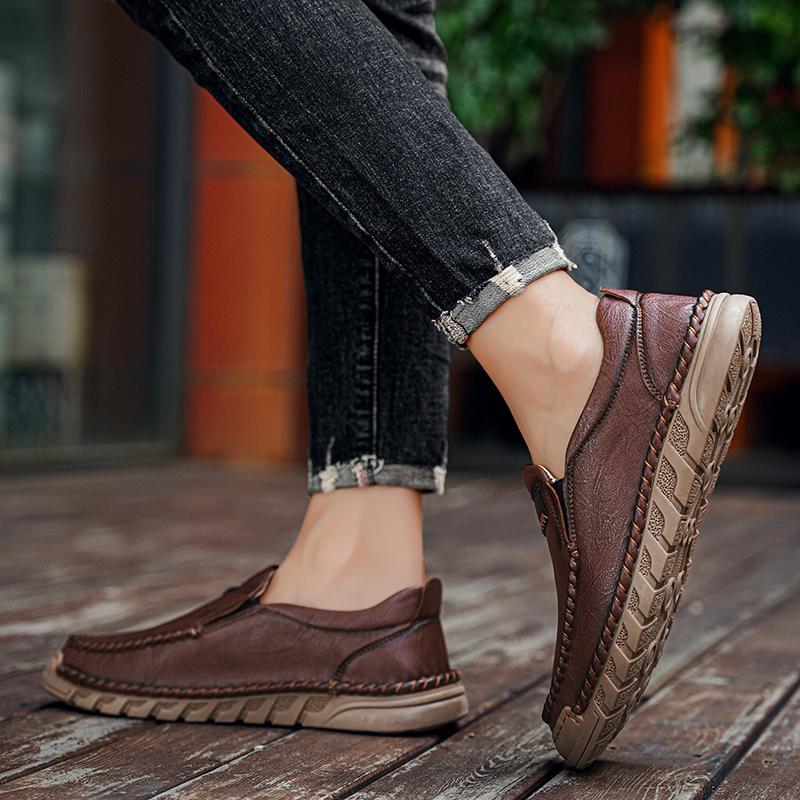 38-46 Men's Leather Casual Shoes Handmade Loafers Comfortable Men's Slip On Shoes Flat Moccasins Men's Sneakers