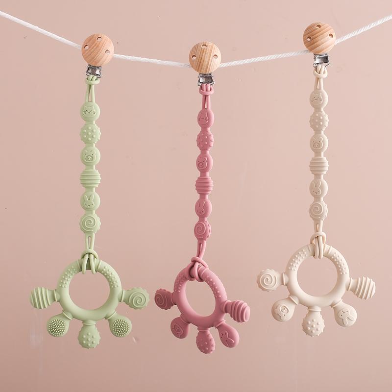 Silicone Pacifier Chain Finger Teether Cartoon Baby Teether No Bpa Teething Ring Baby Care Equipment Silicone Baby Care Utensils