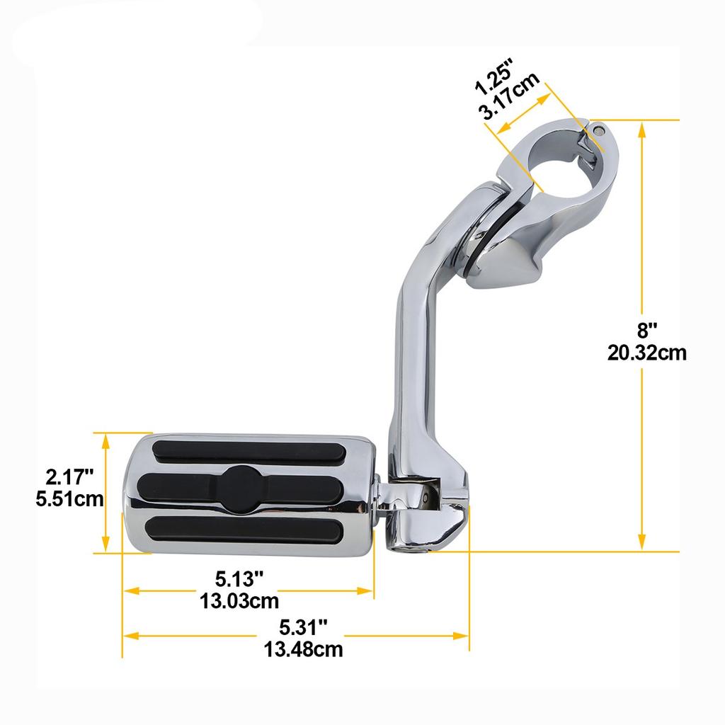 Verstellbare Highway-Fußrasten Fußstütze 1 1/4" Langer abgewinkelter Montagekit Passend für Harley 32mm Motorschutzbügel