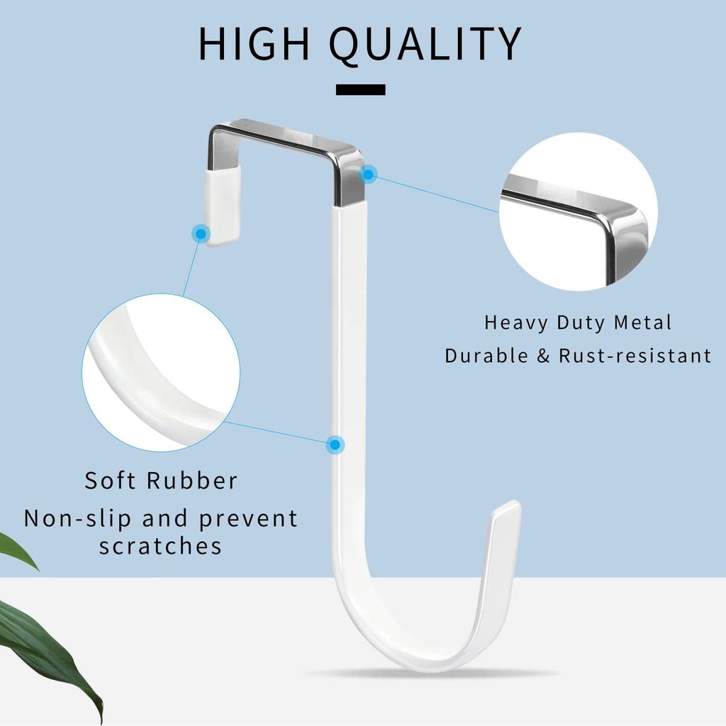 Door Hangers Hooks with Rubber Organizer Hooks for Living Room, Bathroom, Bedroom, Kitchen Hanging Clothes, Towels, Hats, Coats