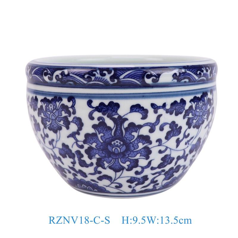 Blue and White Porcelain Turtle Tank: Fish and Lotus Pot for Desktop or Floor