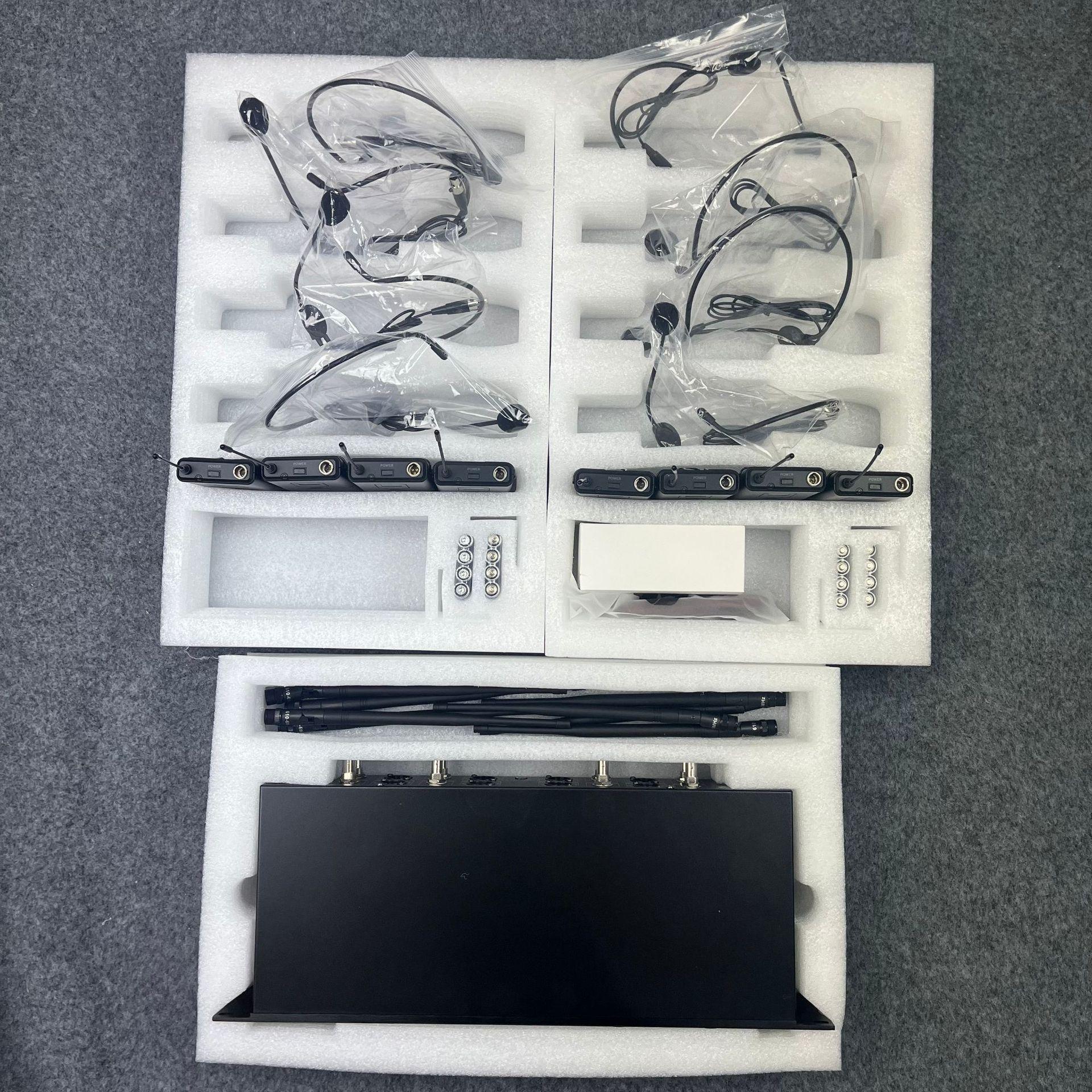 

KTV Wireless One-to-Eight Dual-Use Headset/Lavalier FM Short-Shaft Square-Shaft Conference Microphone чорний