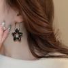 Exaggerated Dark Style Diamond Pentagram Silver Hoops - High-End Geometric Hip-Hop Earrings for Women