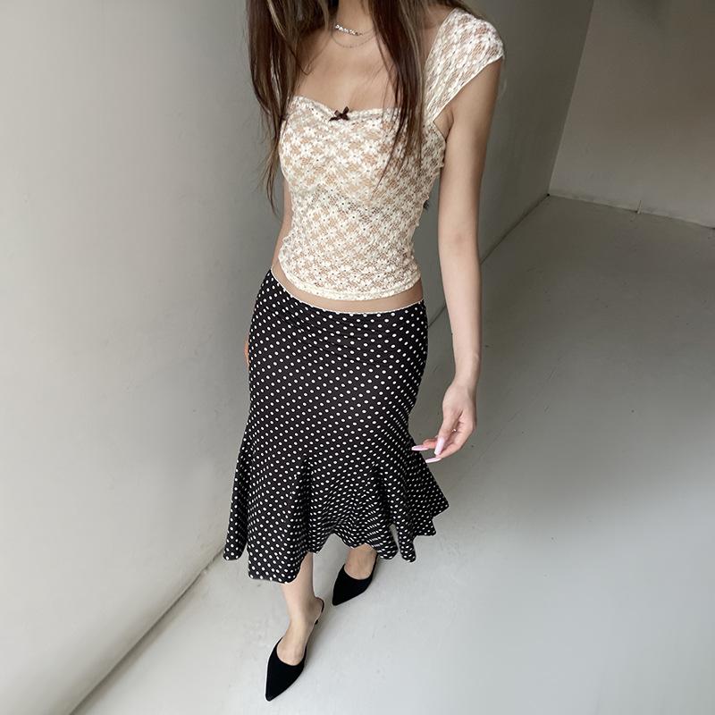 European & American Summer Fashion: New French Polka Dot Midi Fishtail Skirt