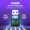 2 in 1 USB Bluetooth 5.4 Adapter WiFi 6 900Mbps Wireless Network Card 2.4G&5GHz Dual Band USB Dongle Driver Free For Win10/11