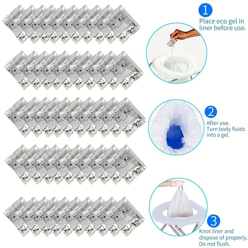 55pcs Portable Toilet Gel Packets for Outdoor Camping - Absorbent, Odor-Seal & Portable - Perfect for Hiking, Camping, and Outdoor Adventures