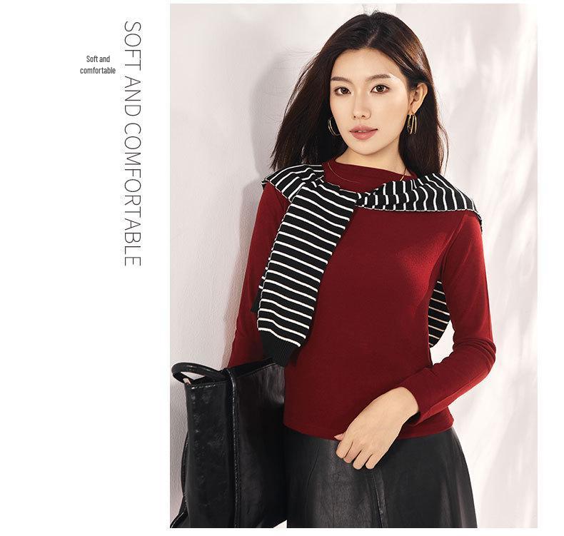 Women's Slim-Fit Tencel Wool Knitted Long Sleeve High Neck Shirt