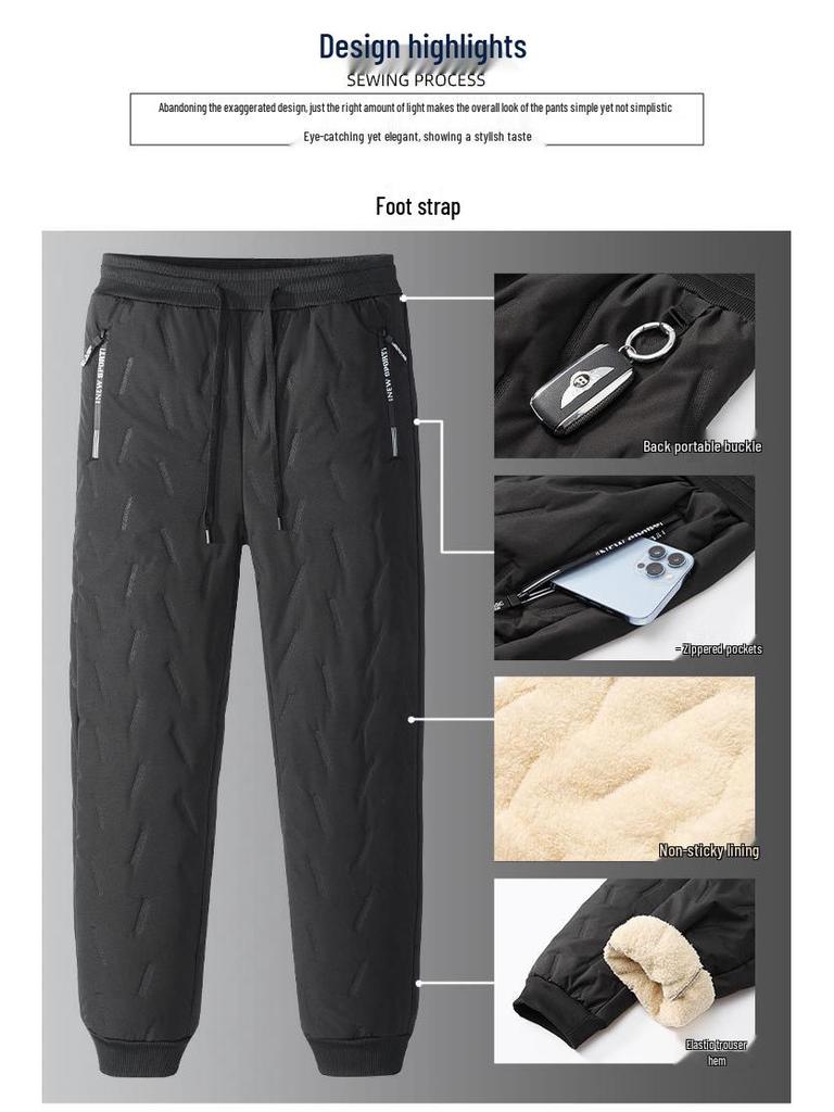 Herren Übergröße Fleecegefütterte Winter Baumwollhose für Freizeit- oder Sportbekleidung