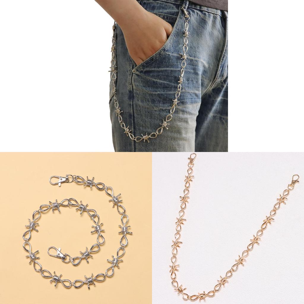 Punk Fashion Metal Waist Chain With Spikes For Adults Casual Hip Hop Wear