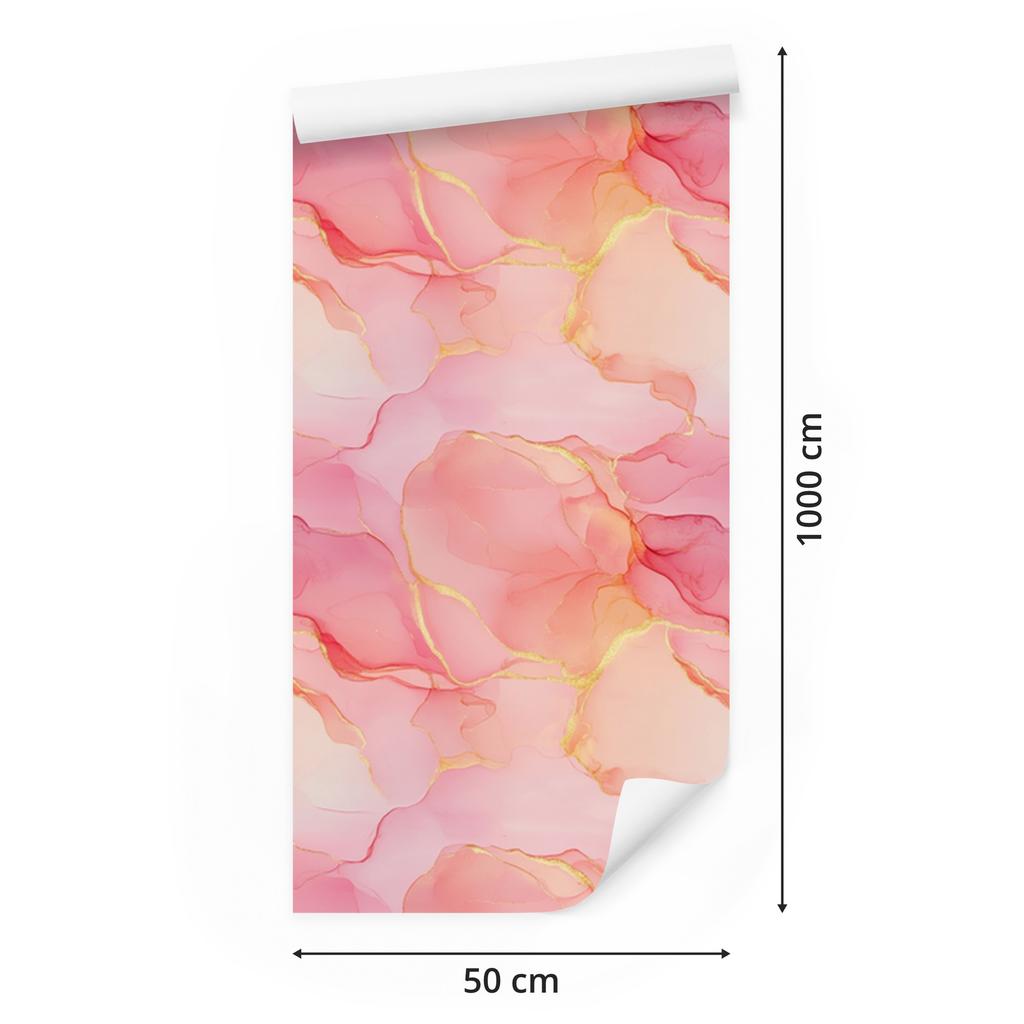 Ink Coral, Powder Pink and Cream Wallpaper for Living Room and Bedroom 50x1000
