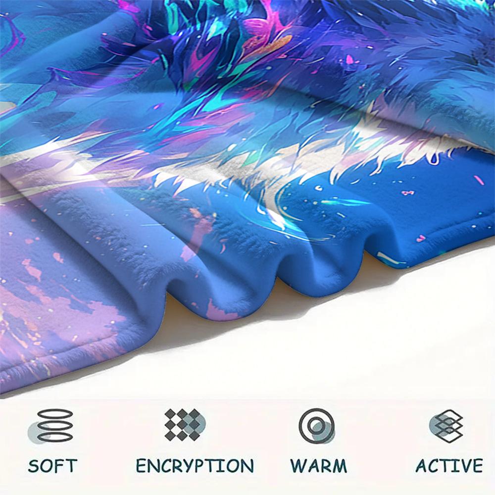 Dreamy Wolf Print Flannel Blanket, High quality Comfortable for All Seasons, Home Decor, Warmth and Comfort, Perfect for Christmas Gifts