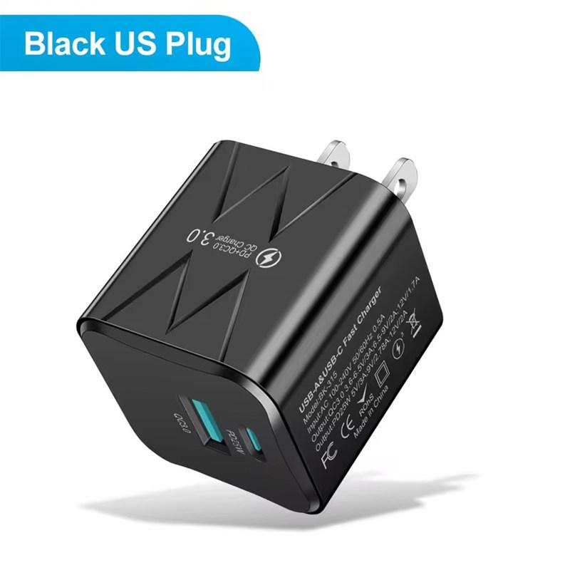 PD 25W USB C Fast Charger for iPhone 15 Pro Max Xiaomi 14 Oneplus EU US Mini 2 Ports Travel Plug Phone Fast Charging Adapter