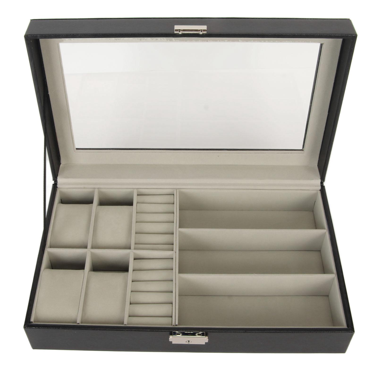 

Мужская шкатулка для хранения часов, очков, колец, универсальный футляр для ювелирных изделий с металлическим декором