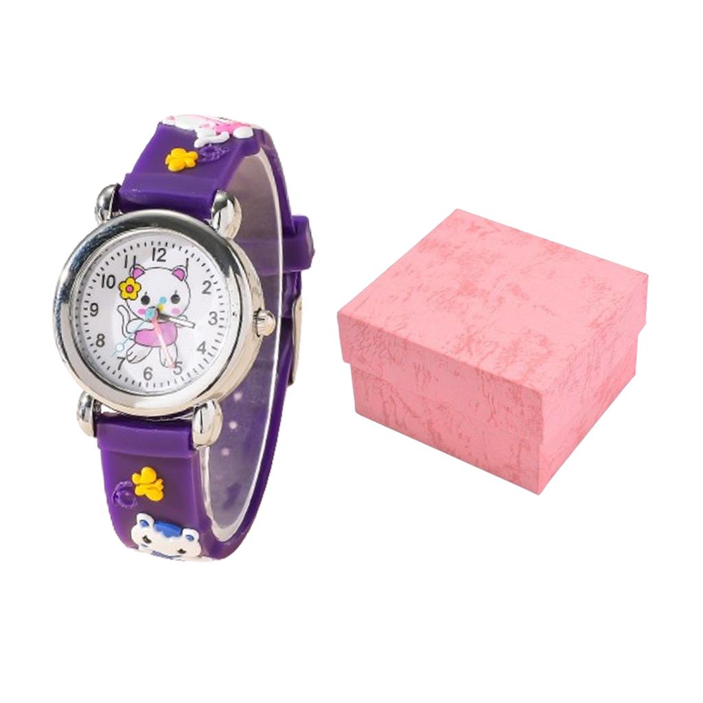 1/2/4pcs-Cute Cartoon Silicone Cat Pattern Watch Decoration Holiday Gift, Watch Bracelet, Watch Box Set Selection