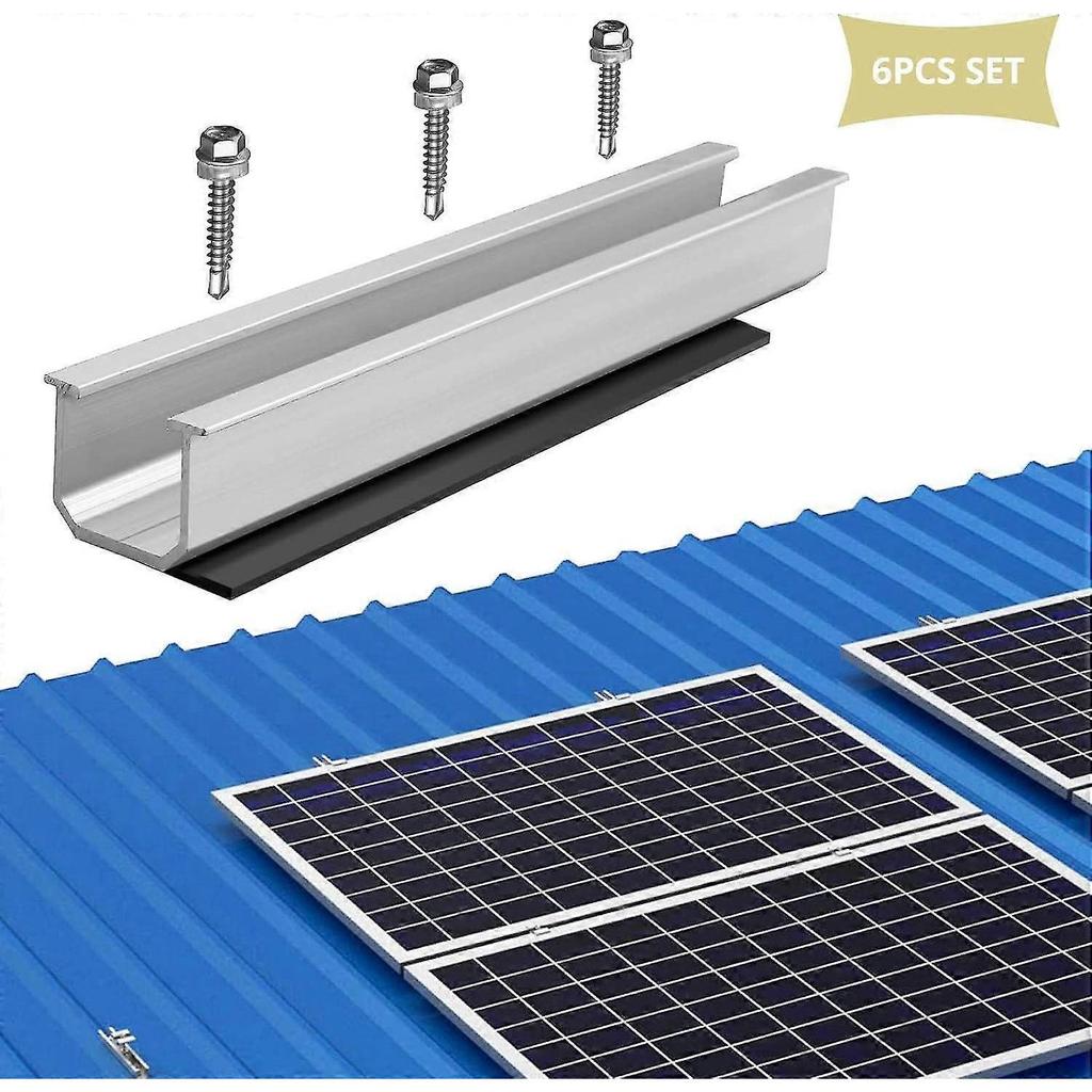 Panel Mounting Brackets, 6 Pieces 200mm Short Aluminum Mounting Rail Include M5.5 * 30mm Screws + Rubber Pads - DD