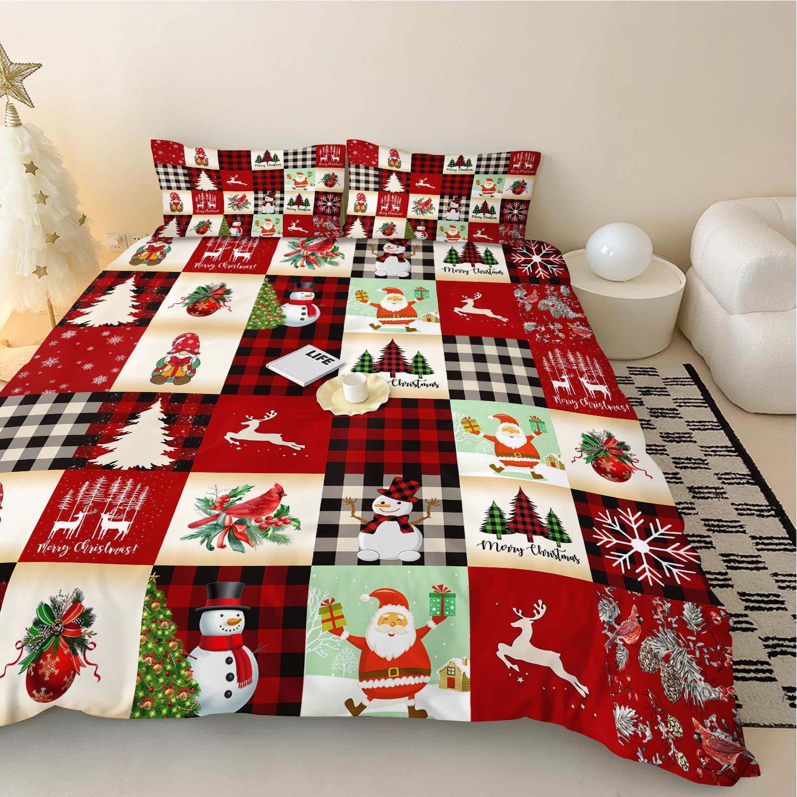 

Comforter Santa Claus Elk Bedding Set Full Queen For Boys Girls Gifts Bedroom Microfiber Comforter Comforter (quilt)-EU Single(135*200cm)3pcs