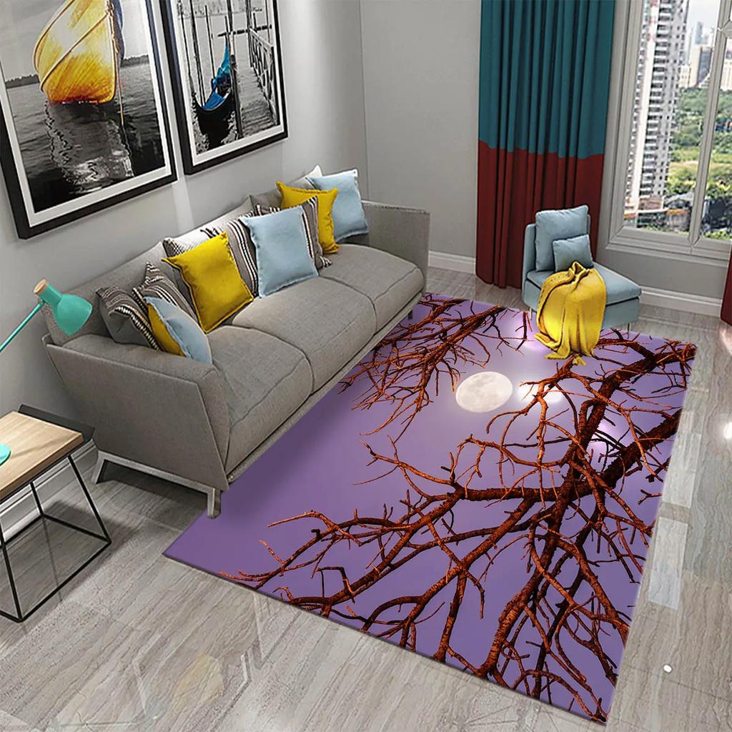 3D Branch Carpet Winter Tree Without Leaves Pattern Carpet Doormat Kitchen Bathroom Anti-Slip Living Room Bedroom Floor Mat Rug
