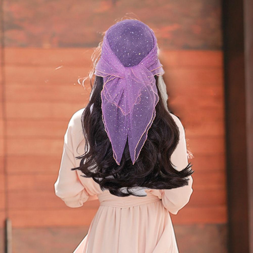 Foulard Femme Fashion Bufandas Women Muslim Hijab Sequin Lace Sheer Shawl Headscarf Tulle Mesh Femme Scarf Veil Musulman V3L1