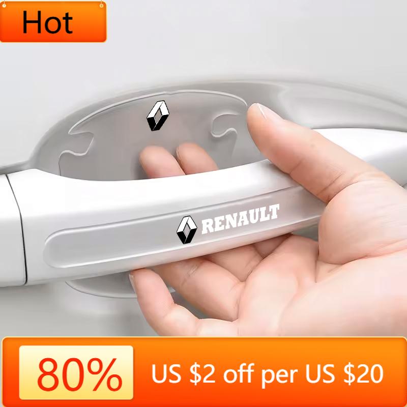 Interior Stickers 8pcs Car Door Handle Transparent Protection Exterior Door Bowl Sticker For Renault Megane 2 3 4 Twingo Clio Ta
