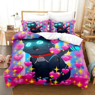 Anime-Spiel Hi-Fi Rush Bettwäsche-Set, Bettbezug, Bettgarnitur, Bettbezug, Kissenbezug, Bettdecke, Kingsize-Bett, Queensize-Bett, Jungen, Erwachsenen-Bettwäsche-Set