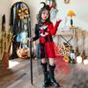 Halloween Kids Costume Girls Circus Clown Harley Quinn Dress Set With Headband Jacket Skirt