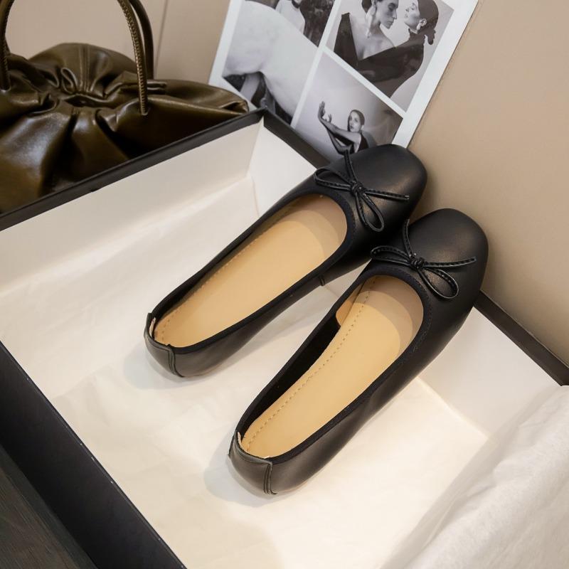 Bow Silver Flat Shoes Women's Gentle Evening Spring Summer Ladyshoes Candy Shoes Ballet Shoes