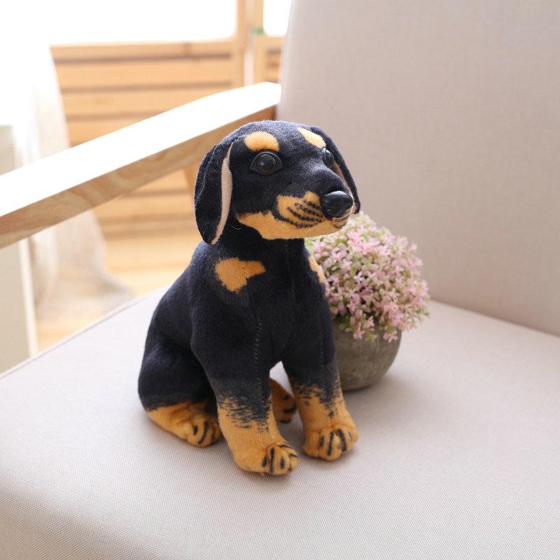 Cartoon Simulation Plüschtier Stofftier Schwarzer Hund Lebensechter Welpe Kindergeschenk Heimdekoration 30/38/45cm