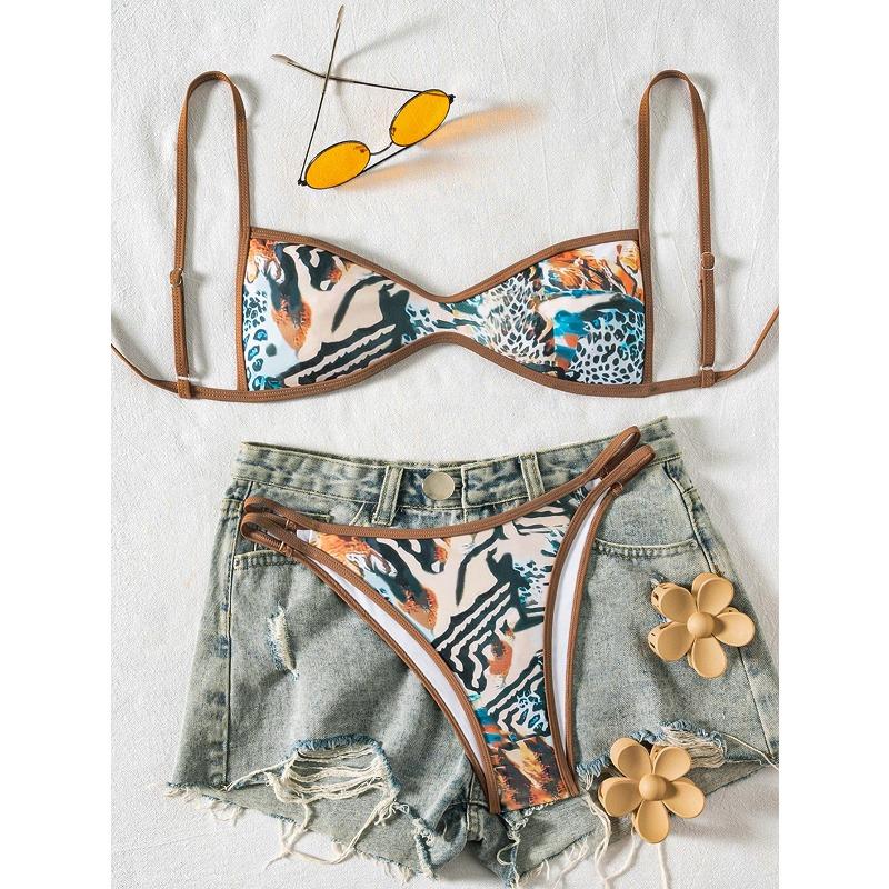 2026 New Tube Top Halter Strap-up Sexy Bikini Split Swimsuit