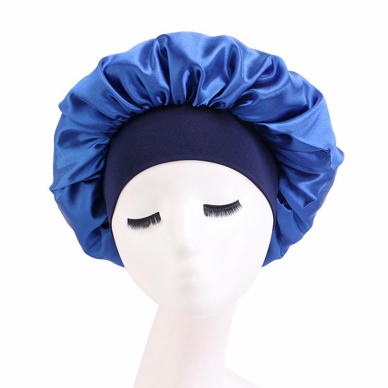 Soft Silk Hair Bonnet With Wide Band Comfortable Night Sleep Hat Hair Loss Cap