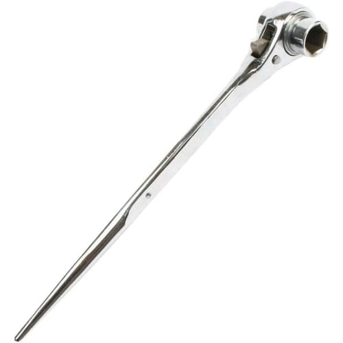 Myoseya Double-Ended Ratchet Wrench with Claw, Hex, Straight, and Mounting Holes, Scaffolding Ratchet Wrench, Type D Drive, Vanadium Steel Head, 17x19