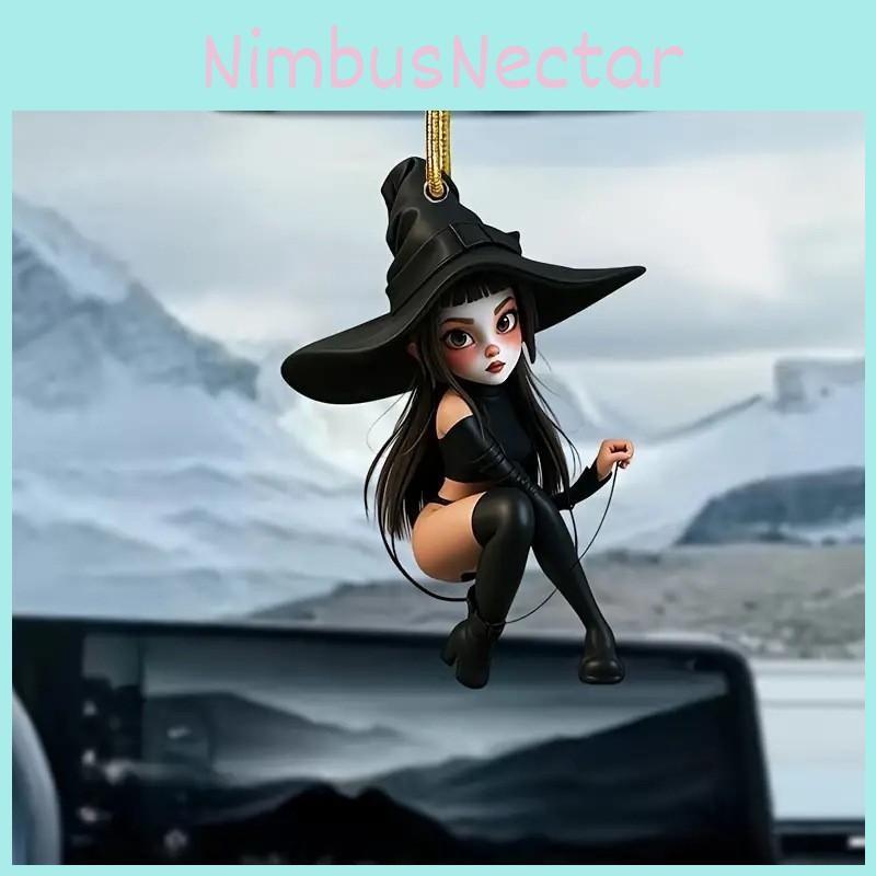 Decoration Car Witch Acrylic Halloween Pendant Cartoon Motif Interior Vehicle