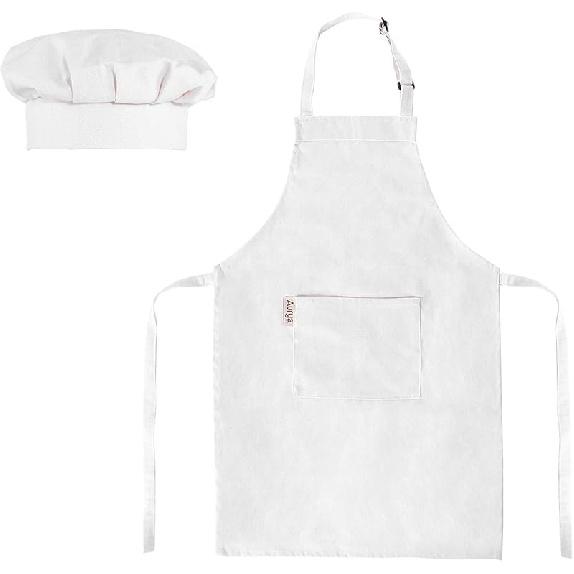 Kids Apron and Chef Hat Set-Adjustable Child Apron for Boys and Girls for Cooking Baking Triangles грязно-белый