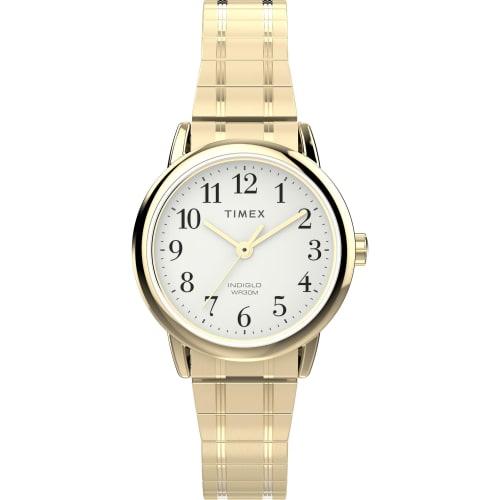 TIMEX Easy Reader Watch, White Dial, Brass, Mineral Glass, Quartz Movement, Women's, Gold, TW2W52400