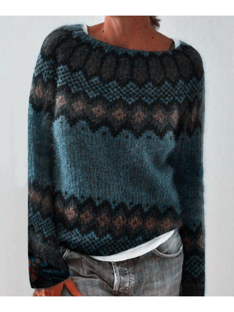 Γυναικείο Πουλόβερ Μακρυμάνικο με Στρογγυλή Λαιμόκοψη, Χρωματικούς Μπλοκ, Άνετη Γραμμή, Μοντέρνο Πλεκτό Πουλόβερ, Πολυτελής Άνετη Εφαρμογή, Κολακευτική και Ευέλικτη Μπλούζα