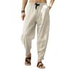 Herren-Baumwoll-Leinen-Baggy-lange Hose, weites Bein, elastische Taille, lockere Haremshose