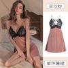 Sexy velvet pajamas deep V velvet women's nightgown lace splicing suspenders chest pad girl pure desire loungewear