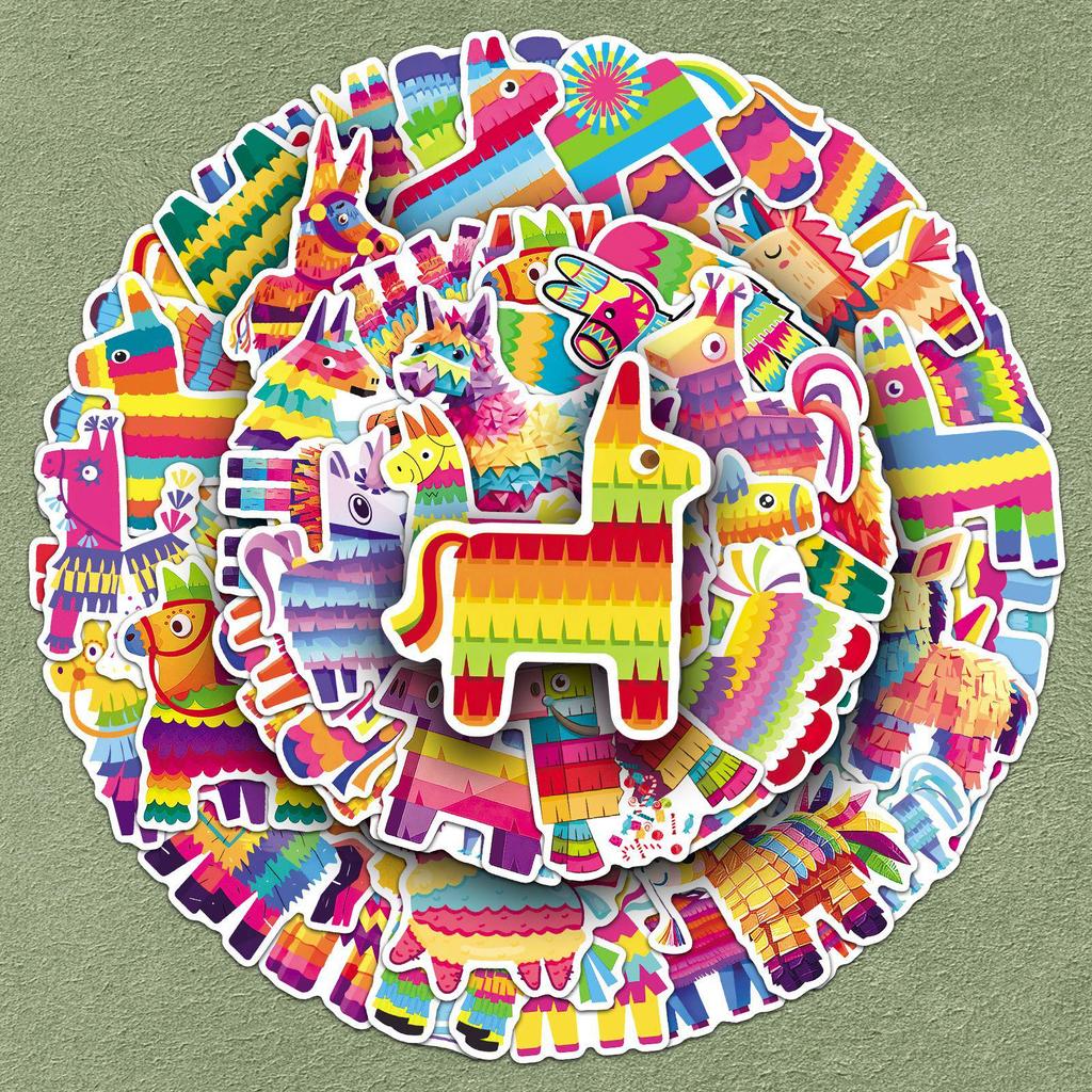 50 Cartoon Waterproof Piñata Stickers for Water Bottles, Journals, Desktops, Helmets, and Epoxy Decor