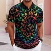 Tropical Floral Print Short Sleeve Polo, Ideal For Summer Casual Style