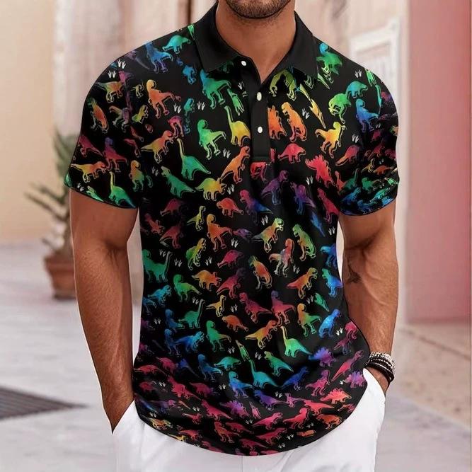 Tropical Floral Print Short Sleeve Polo, Ideal For Summer Casual Style
