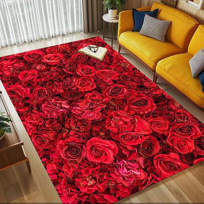 Flowers Roses Crystal Velvet Office Chair Mat Area Rug - Non-Slip, Floor Mat, Office Desk Chair Rugs,Christmas Gift-1106194