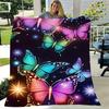 A Cozy Rainbow Glow-In-The-Dark Starry Sky Themed Butterfly Patterned Fleece Blanket, Stylish, Soft, And Warm, Is a Versatile Gift Suitable