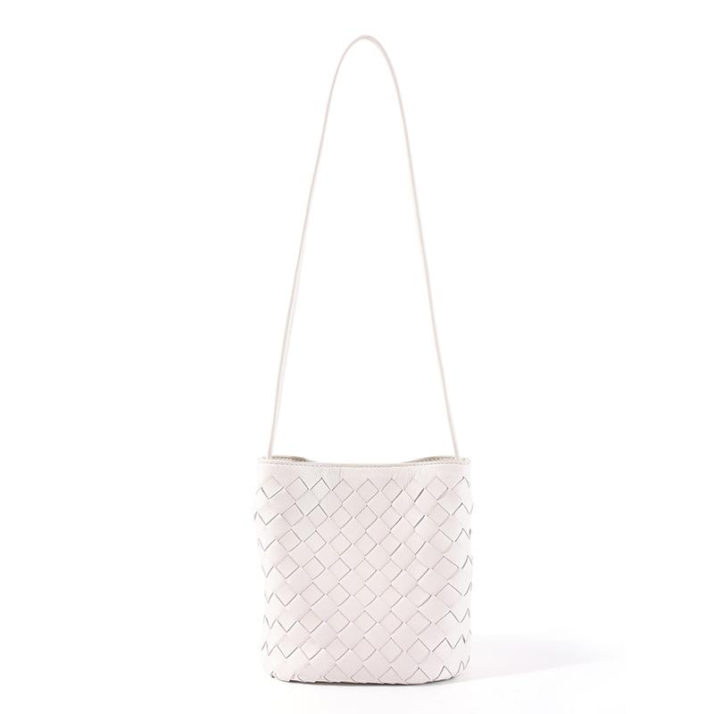 Fashionable Sheepskin Bag for Women New Genuine Leather Women's Bag Woven Bag Simple and Versatile Small Bag One Shoulder Crossbody Bag