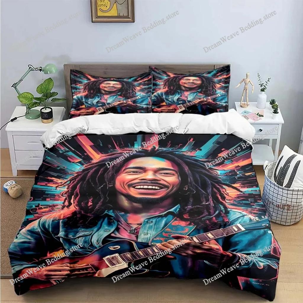 New Singer R-Reggae Bob Marley Pattern Bedding Sets Bed Supplies Set Duvet Cover Comforter Set Bedding Set Luxury Birthday Gift7