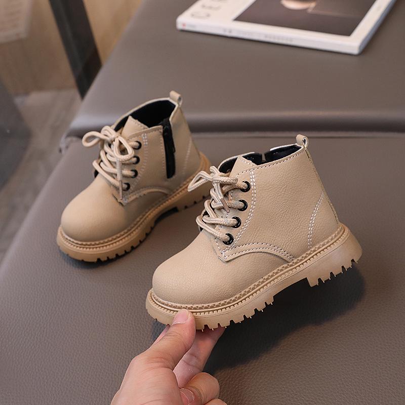 

Детские желтые кожаные нескользящие ботинки Martin для мальчиков и девочек - весна/осень 2024 г. Короткие ботинки Internet Celebrity. 5 pairs (21-25) бежевый