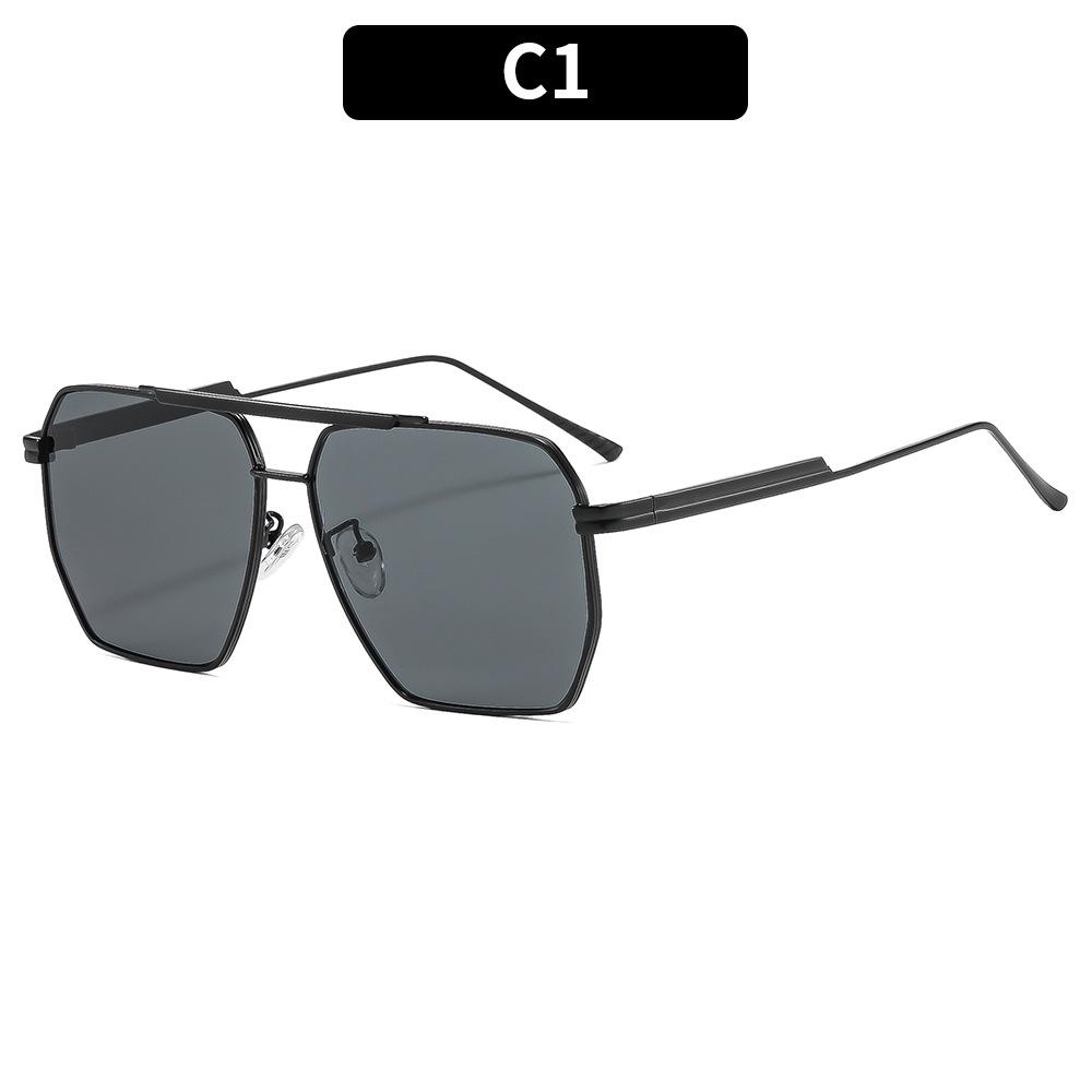 European And American New Metal Double Beam Sunglasses Retro Irregular Polygon Sunglasses Pilot Trend Sunglasses