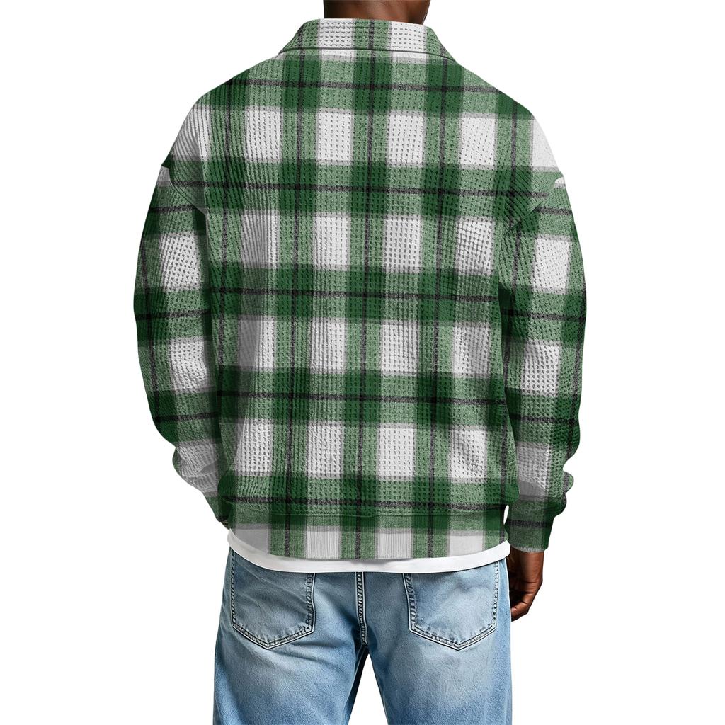 Men Casual Button Down Shirt Golf Pullover V Neck Stand Collar Fashion Fall Sweatshirt